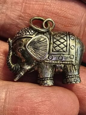 Vintage Sterling Silver Bali Style Elephant Pendant Signed ATI 925 Indonesia
